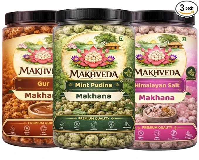 MAKHVEDA - Superfood Desi Crunch Flavours Gud Mint Pudina Himalayan Pink Salt